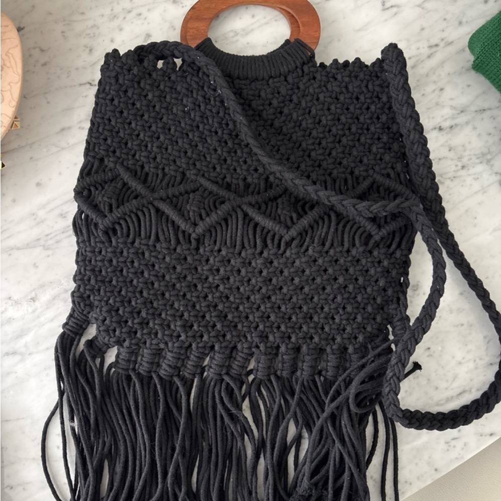 Danielle Nicole Black Macramé Bag